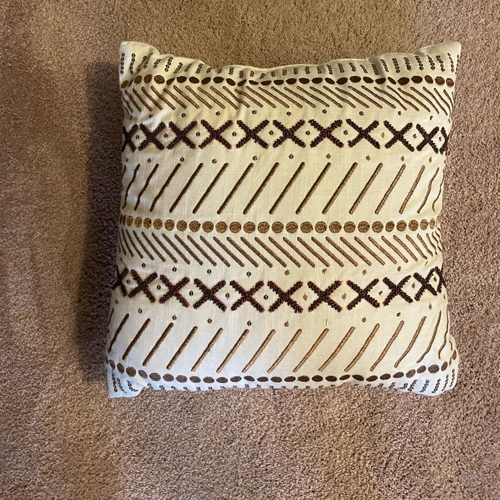 Nate Berkus Gold Embellished Printed Pillow - Picture 2 of 4